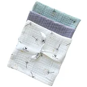 Pieluchy - Pieluszki muślinowe 30x30 - szara + dmuchawce białe i miętowe, SwanStore - miniaturka - grafika 1