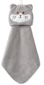 Okrycia kąpielowe dla dzieci - Ręcznik ręczniczek dla dzieci zwierzątka kot kotek szary - miniaturka - grafika 1