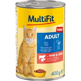 MultiFit Adult Sauce Wołowina z wątróbką 12x400 g - Mokra karma dla kotów - miniaturka - grafika 1