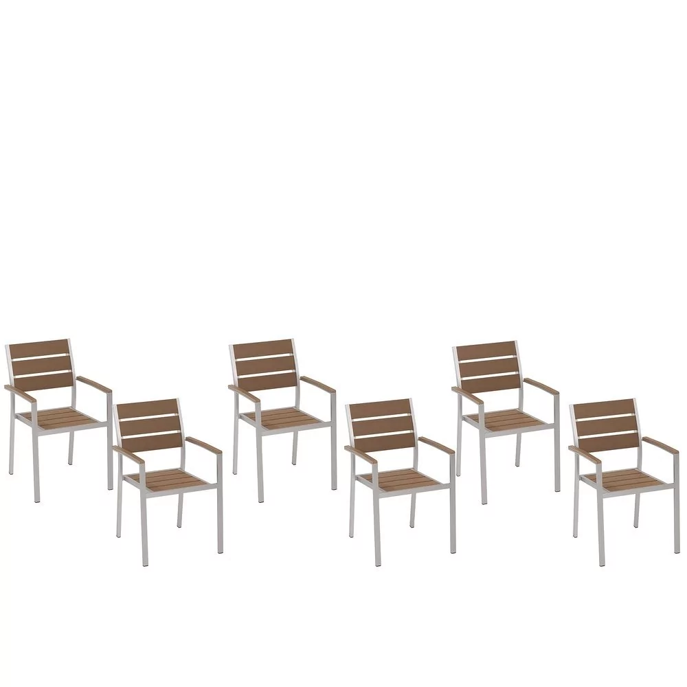Beliani Zestaw do ogrodu 6 krzeseł brązowe VERNIO