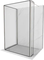 Ścianki i drzwi prysznicowe - Mexen Kioto ścianka prysznicowa Walk-in 90 x 90 x 30 cm, czarny wzór, nikiel szczotkowany - 800-090-090-221-97-70-030 - miniaturka - grafika 1