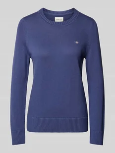 Sweter z dzianiny z wyhaftowanym logo - Swetry damskie - miniaturka - grafika 1
