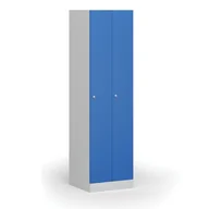 Szafki biurowe - Szafka ubraniowa metalowa, 2 szafki, 1850 x 500 x 500 mm, zamek cylindryczny, drzwi niebieskie - miniaturka - grafika 1