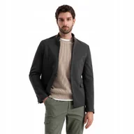 Marynarki męskie - Melanżowa marynarka męska ze stójką czarny melanż V5 OM-BLZB-0131 r. XXL - miniaturka - grafika 1