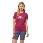 Koszulki i topy damskie - T-shirt damski Jack Wolfskin CROSSTRAIL GRAPHIC T W sangria red - M - miniaturka - grafika 1