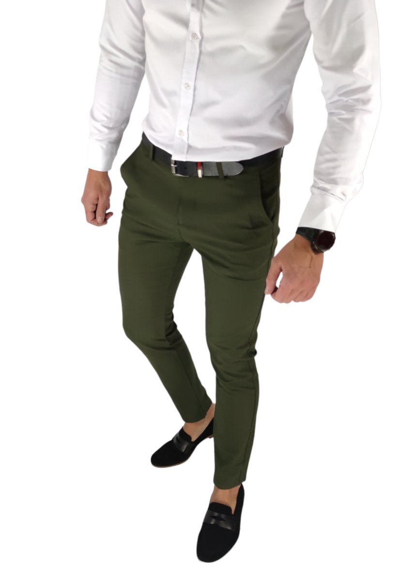Spodnie wizytowe slim chino gładkie khaki DJ08 W40