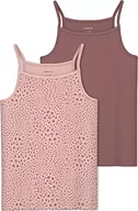 Koszulki i topy damskie - NAME IT NKFSTRAP Top 2P dziewczęce majtki w kolorze różowo-szarobrązowym, 134/140 - miniaturka - grafika 1