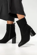 Botki damskie - Czarne botki skórzane damskie Sergio Leone na szerokim słupku ozdobne nity BT677-S-CA - miniaturka - grafika 1