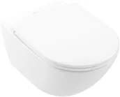 Miski WC - Villeroy & Boch Universo TwistFlush Combi-Pack Zestaw Toaleta WC bez kołnierza 56x37 cm z powłoką CeramicPlus + deska wolnoopadająca z powłoką AntiBac weiss alpin 4670T9R1 - miniaturka - grafika 1