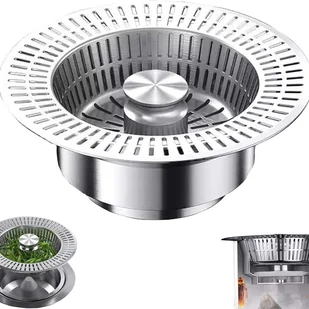 Korek do zlewu kuchennego 3 w 1, stal nierdzewna 304, uniwersalny z sitkiem i systemem wysuwanym - Korki do umywalek Korek do zlewu kuchennego 3 w 1, stal nierdzewna 304, uniwersalny z sitkiem i systemem wysuwanym - Korki do umywalek - miniaturka - grafika 1