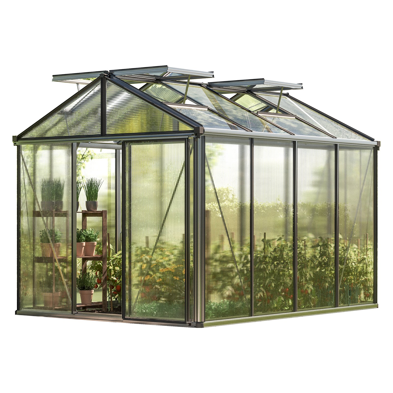 GFP szklarnia Diamas 22 Premium 235x311 cm - grube panele poliwęglanowe ok. 16 mm - kolor: aluminium naturalne