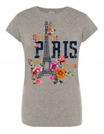 Koszulki i topy damskie - T-Shirt damski kolorowy nadruk Paryż r.S - miniaturka - grafika 1