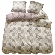 Pościel - POŚCIEL 200x220 DWUSTRONNA BAWEŁNA SATYNA GierekHoff KOMPLET 3 cz. BEŻ/KWAD - miniaturka - grafika 1