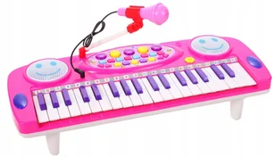 LT189 Organy Pianinko Różowe Mikrofon Bębenek - Instrumenty muzyczne dla dzieci - miniaturka - grafika 1