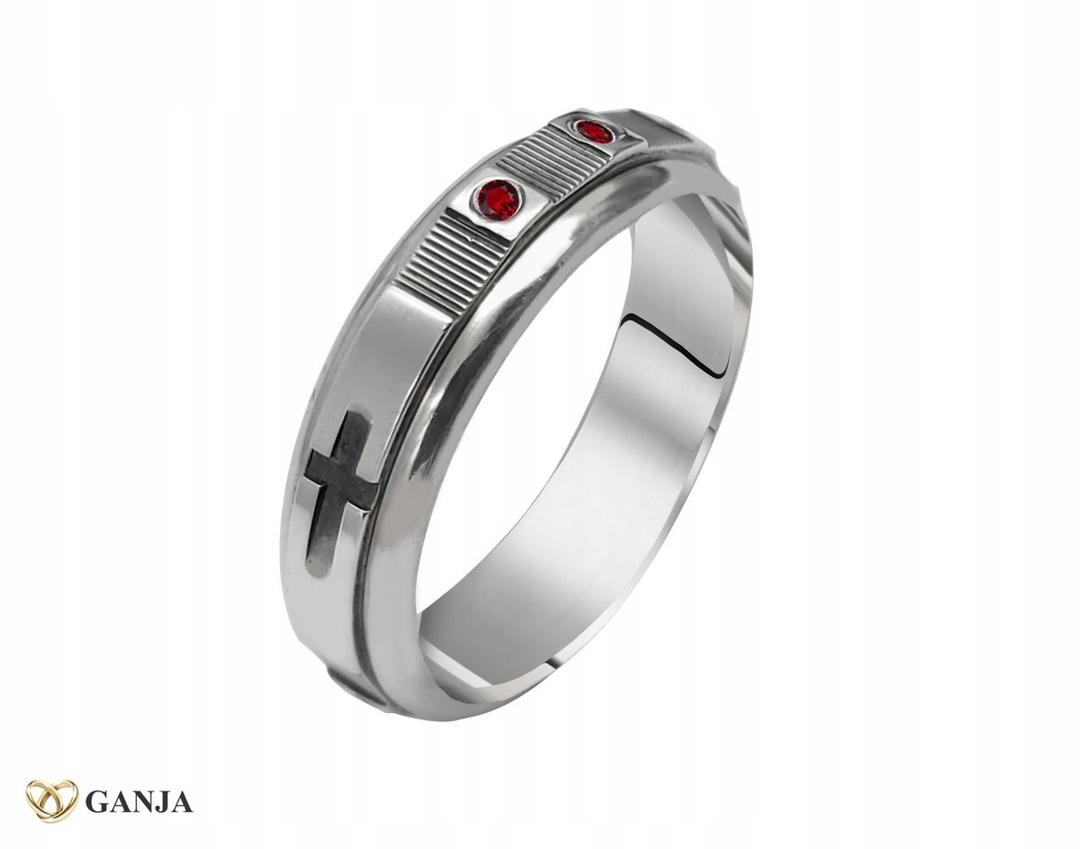 Różaniec na palec obrotowy z rubinami srebro 925