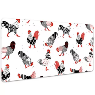 Duża mata na biurko Niezwykłe koguty 100x50 cm - Podkładki na biurko - miniaturka - grafika 1