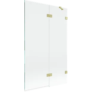 Mexen Lunar parawan nawannowy 2-skrzydłowy prawy 110 x 150 cm, transparent, złoty szczotkowany - 897-110-100-55-00-P - Parawany nawannowe - miniaturka - grafika 1