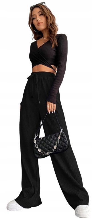 SHEIN SPODNIE CASUAL DAMSKIE CZARNE DŁUGIE 38 VBQ
