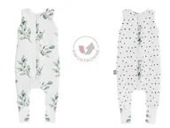 Śpiworki dla dzieci - Sleepee Dwustronny Śpiworek Z Nóżkami (1-2 Lata) Eukaliptus/Czarne_Kropki - miniaturka - grafika 1