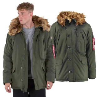 Kurtka z kapturem Alpha Industries Polar Jacket 123144 257 - Ciemnozielona - Odzież taktyczna i umundurowanie - miniaturka - grafika 1
