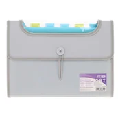 Teczki i skoroszyty - Teczka na dokumenty A4 z 12 przekładkami szara VFILE STRIGO - miniaturka - grafika 1