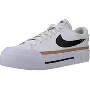 Nike Court Legacy Lift sneakers in white, black, hemp and team orange