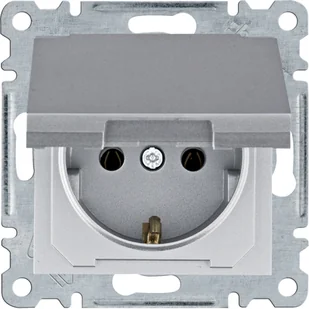 Hager Gniazdo schuko z klapką Lumina - srebrny mat - Gniazdka elektryczne - miniaturka - grafika 1