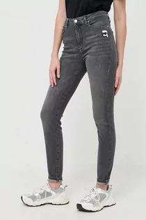 Spodnie damskie - Karl Lagerfeld jeansy Ikonik 2.0 damskie kolor szary - grafika 1