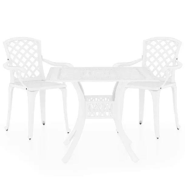 Zestaw mebli bistro z odlewanego aluminium, biały, krzesła 61x60x93 cm, s
