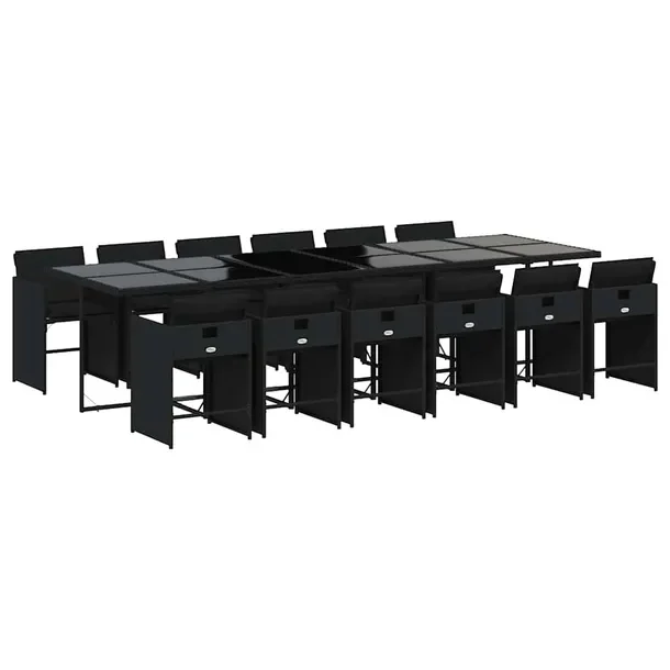 Zestaw mebli ogrodowych z rattanem PE, czarny, 330 x 106 x 73 cm