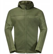 Bluzy męskie - Jack Wolfskin Hirschberg Hooded FZ M 1710881-4129 Zielone M - miniaturka - grafika 1