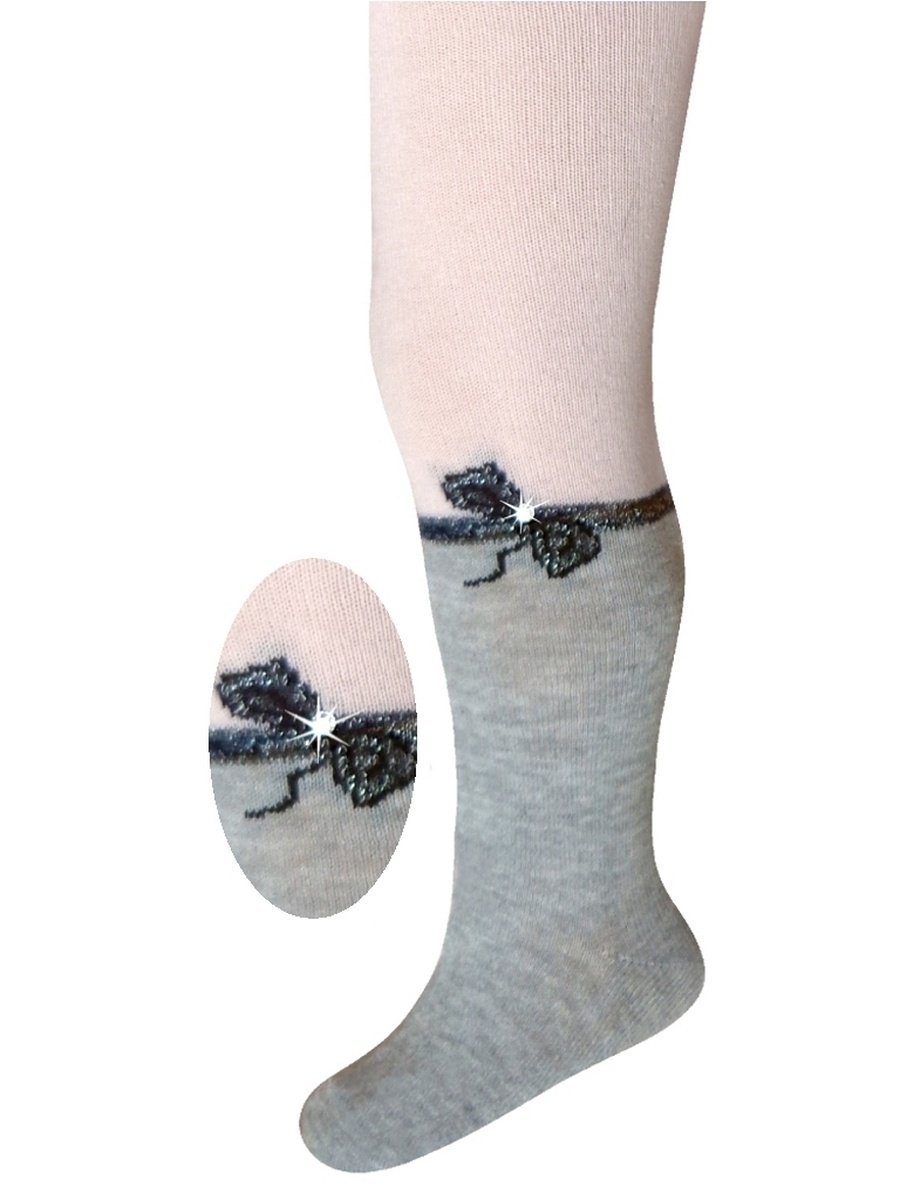 Dziewczęce rajstopy bawełniane dwukolorowe kokardka, Milusie