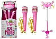 Instrumenty muzyczne dla dzieci - Import LEANToys Mikrofon Zestaw Karaoke Różowy Statyw Telefon - miniaturka - grafika 1