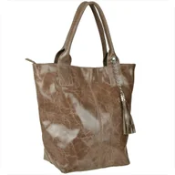 Torebki damskie - Torba worek taupe brąz z miękkiej skóry bardzo lekka XL - miniaturka - grafika 1