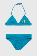 Stroje kąpielowe dla dziewczynek - Calvin Klein Jeans dwuczęściowy strój kąpielowy dziecięcy kolor niebieski - miniaturka - grafika 1