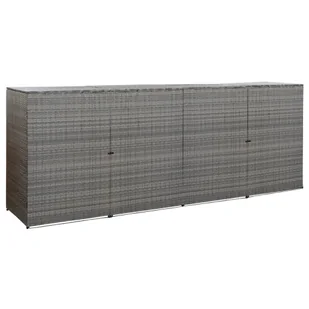 vidaXL Osłona na 4 kosze na śmieci, antracyt, 305x78x120 cm, rattan PE vidaXL - Kosze na śmieci - miniaturka - grafika 1