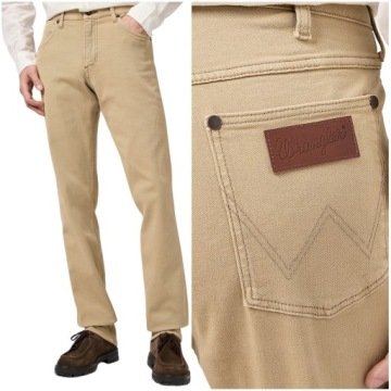 Wrangler Greensboro Free To Stretch beżowe spodnie materiałowe W33 L32