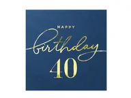 Dekoracje i nakrycia stołu na imprezę - Serwetki na czterdzieste urodziny granatowe - 33 cm - 10 szt. - miniaturka - grafika 1