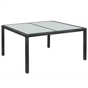 vidaXL Stół jadalniany do ogrodu, rattan PE, 150x90x75 cm, czarny - Stoły ogrodowe - miniaturka - grafika 1