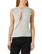 Koszulki i topy damskie - PINKO Damski tanktop Costina metalowy podkoszulek, I17 srebrny metalik, M - miniaturka - grafika 1