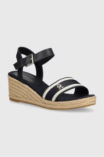 Sandały damskie - Tommy Hilfiger sandały WEBBING WEDGE SANDAL kolor granatowy FW0FW08044 - grafika 1