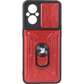 Etui i futerały do telefonów - Bizon Etui Case CamShield Card Slot Ring do Oppo Reno 7 Lite 5G czerwone - miniaturka - grafika 1