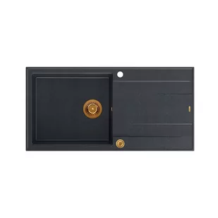 QUADRON Zlewozmywak EVAN 146 XL czarny, elementy miedziane, k.pneum. HCQE10050U8_PVDC1_P2O - Zlewozmywaki - miniaturka - grafika 1