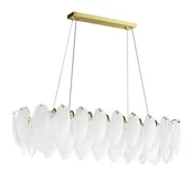 Lampy sufitowe - Dekoracyjna lampa wisząca nad wyspę PIUMA ST-6289-10C Step pióra mosiądz biały - miniaturka - grafika 1