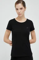 Koszulki sportowe damskie - 4F t-shirt damski kolor czarny - miniaturka - grafika 1