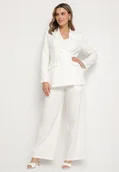 Komplety damskie - Biały Garnitur Dwurzędowa Marynarka z Usztywnionymi Ramionami i Spodnie Sonavitia - miniaturka - grafika 1