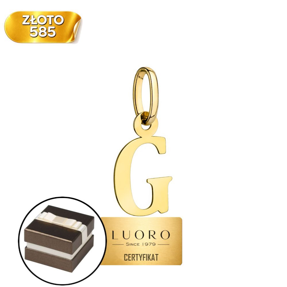 ZAWIESZKA ZŁOTA 585 14K LITERKA G 17 MM ŻÓŁTE ZŁOTO ELEGANCKA