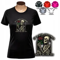 Koszulki i topy damskie - KOSZULKA DAMSKA Z NADRUKIEM T-SHIRT - WZÓR CZASZKA RÓŻA FEELINGS 4 U - XS - miniaturka - grafika 1