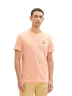 Koszulki męskie - TOM TAILOR T-shirt męski z nadrukiem, 31994 - Melon Orange White Stripe, 3XL - miniaturka - grafika 1