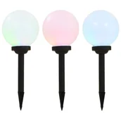 Lampy ogrodowe - vidaXL Kuliste lampy solarne na zewnątrz, 3 szt., LED, 20 cm, RGB - miniaturka - grafika 1